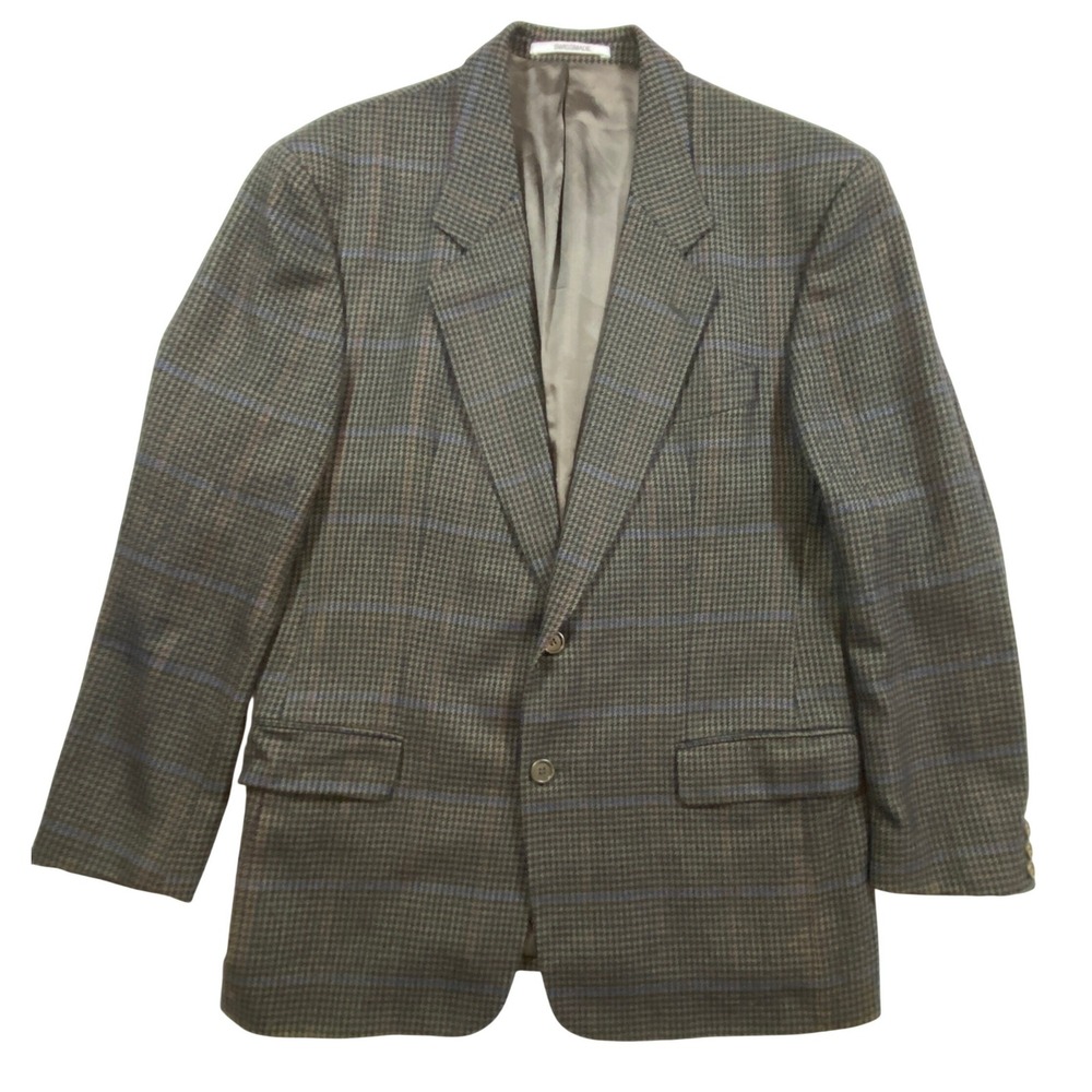 BOSS Hugo Boss Mens Plaid Lambswool‎ Cashmere Blazer Jacket Multi Color Size